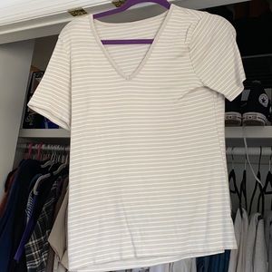 Striped cozy tee v neck